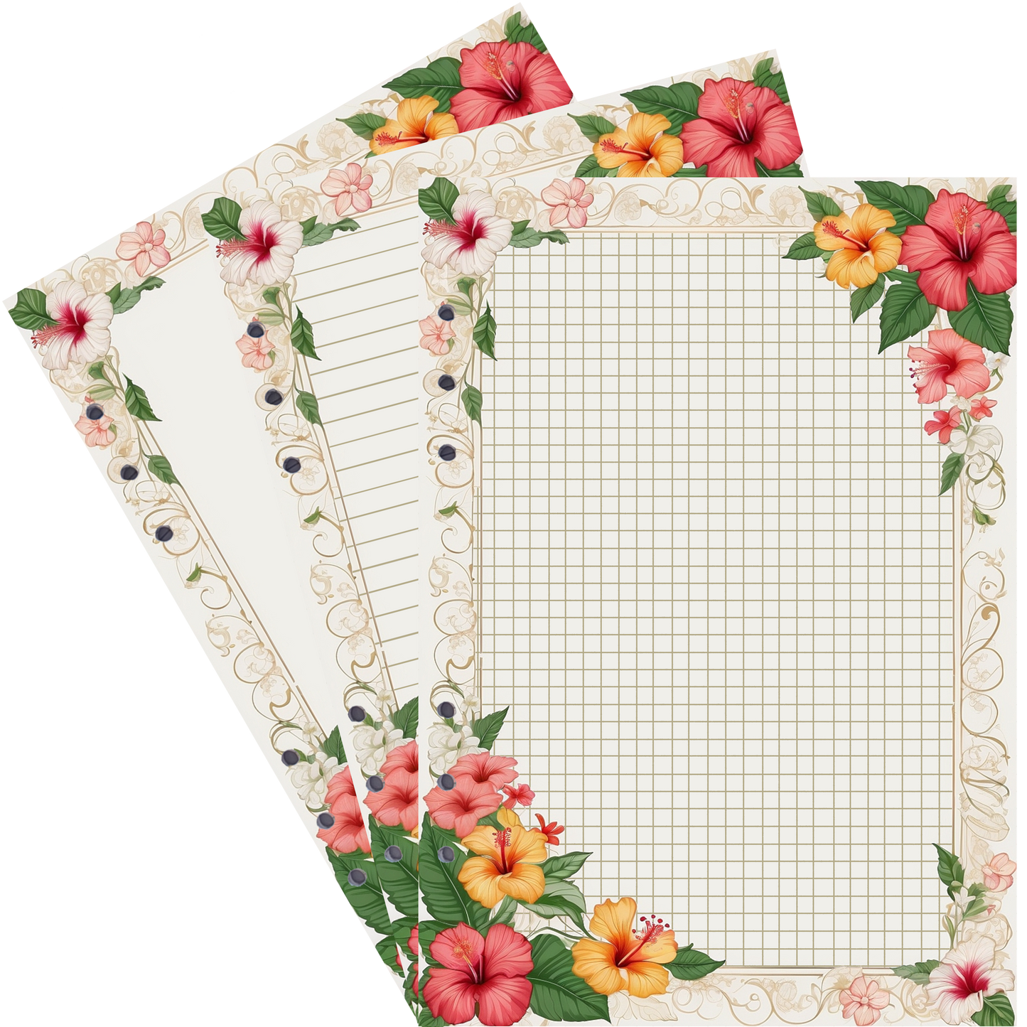 DIN A5 Ringbucheinlagen 6-fach Lochung mit Motiv | Bild Hibiskus 29