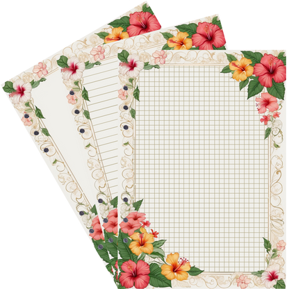 DIN A5 Ringbucheinlagen 6-fach Lochung mit Motiv | Bild Hibiskus 29