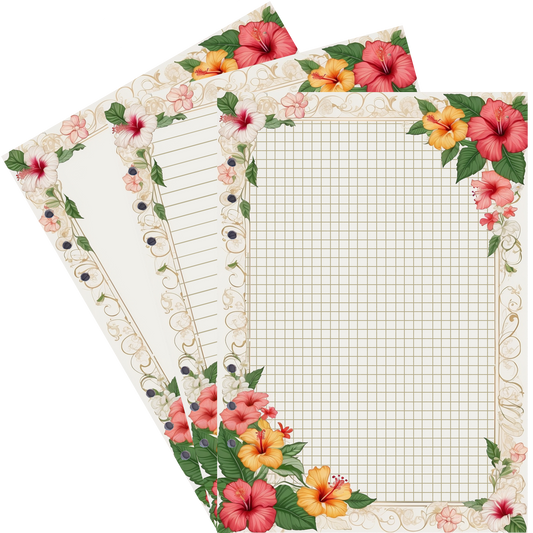 DIN A5 Ringbucheinlagen 6-fach Lochung mit Motiv | Bild Hibiskus 29