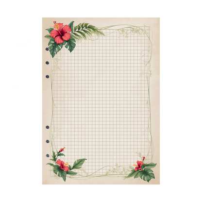 DIN A5 Ringbucheinlagen 6-fach Lochung mit Motiv | Bild Hibiskus 3