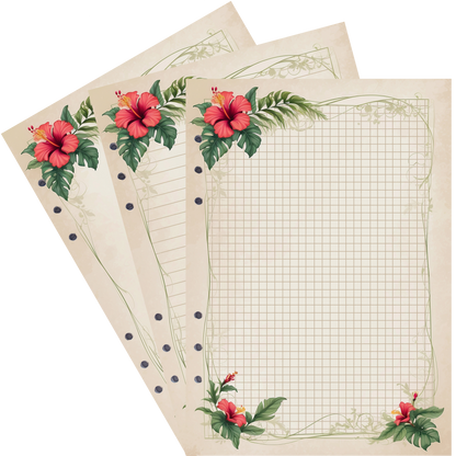 DIN A5 Ringbucheinlagen 6-fach Lochung mit Motiv | Bild Hibiskus 3