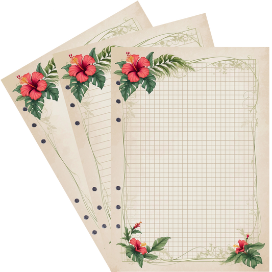 DIN A5 Ringbucheinlagen 6-fach Lochung mit Motiv | Bild Hibiskus 3