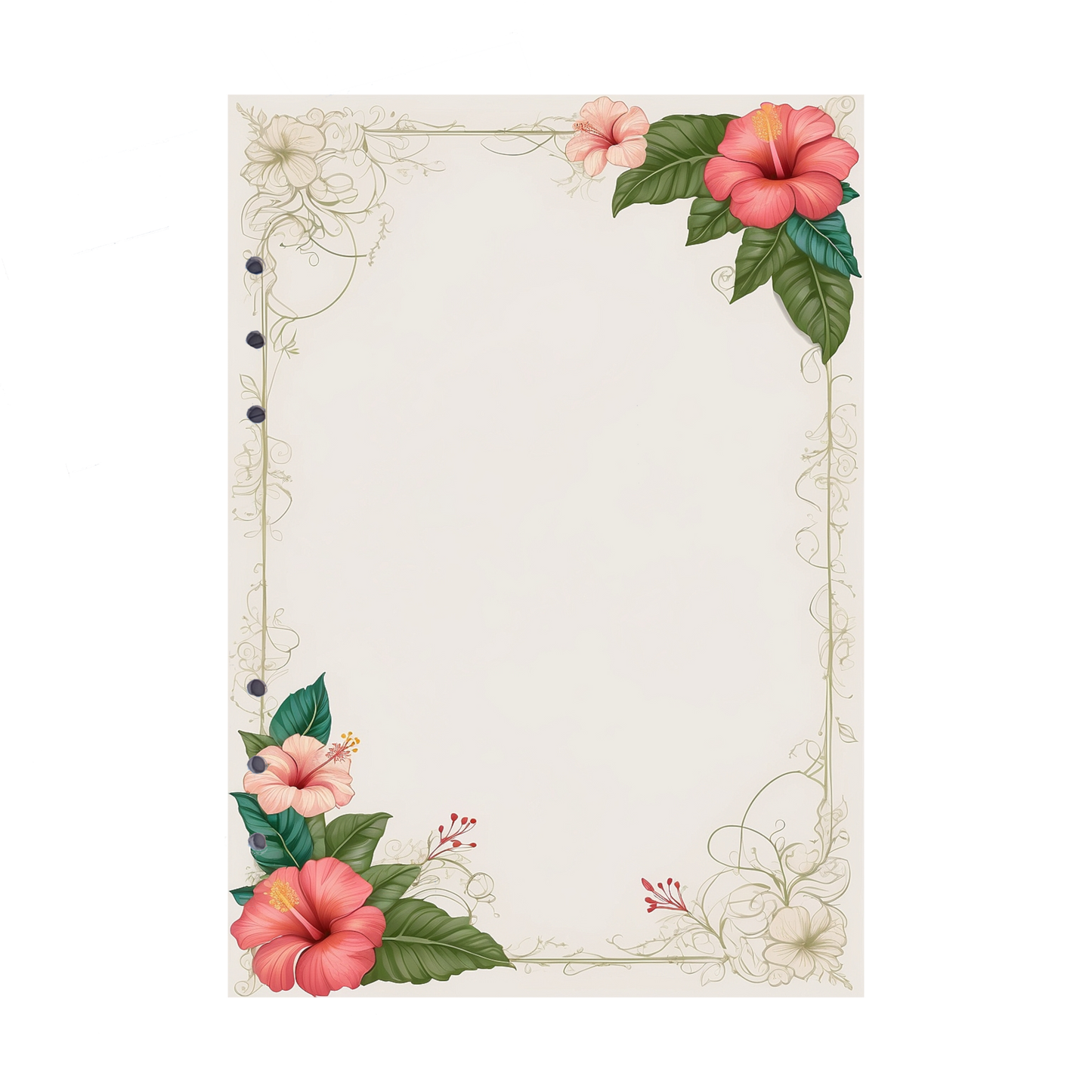 DIN A5 Ringbucheinlagen 6-fach Lochung mit Motiv | Bild Hibiskus 30
