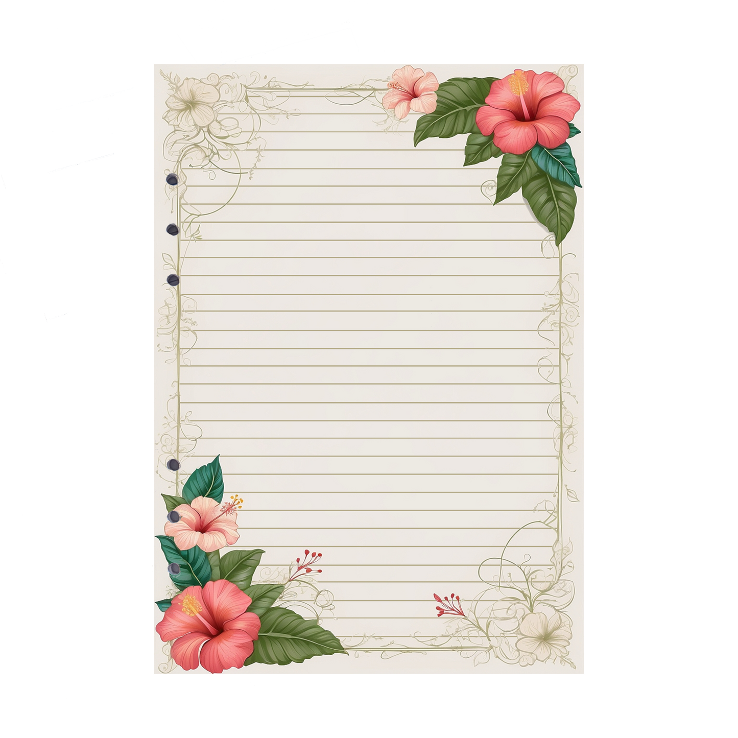 DIN A5 Ringbucheinlagen 6-fach Lochung mit Motiv | Bild Hibiskus 30