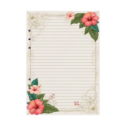 DIN A5 Ringbucheinlagen 6-fach Lochung mit Motiv | Bild Hibiskus 30