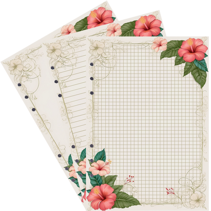 DIN A5 Ringbucheinlagen 6-fach Lochung mit Motiv | Bild Hibiskus 30