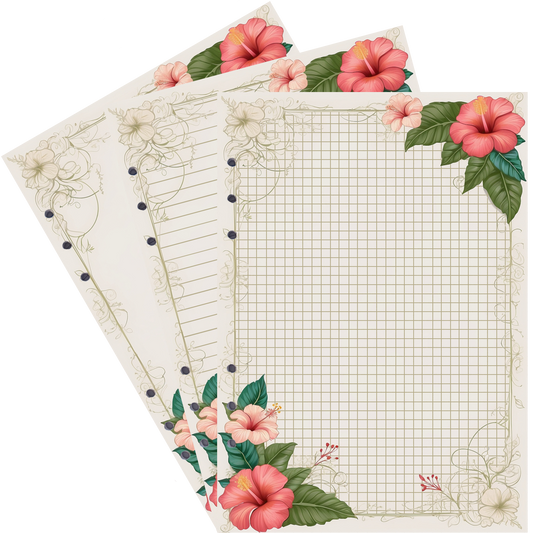 DIN A5 Ringbucheinlagen 6-fach Lochung mit Motiv | Bild Hibiskus 30