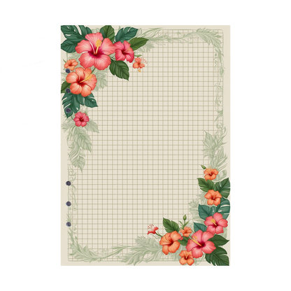 DIN A5 Ringbucheinlagen 6-fach Lochung mit Motiv | Bild Hibiskus 31