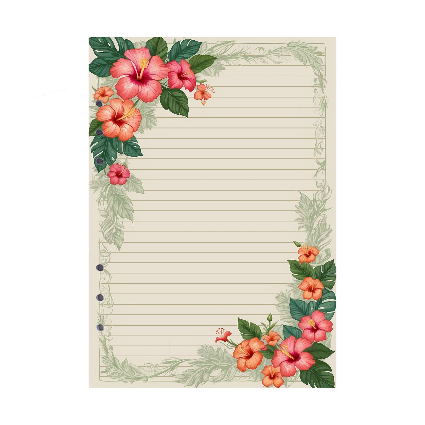 DIN A5 Ringbucheinlagen 6-fach Lochung mit Motiv | Bild Hibiskus 31