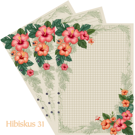DIN A5 Ringbucheinlagen 6-fach Lochung mit Motiv | Bild Hibiskus 31
