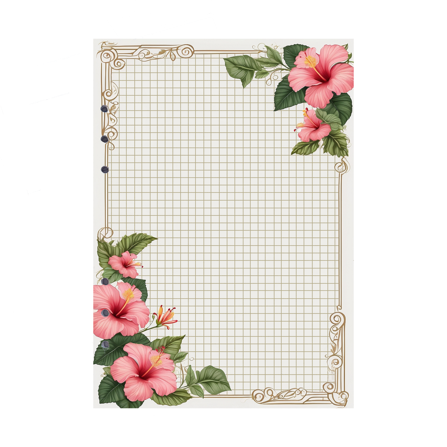 DIN A5 Ringbucheinlagen 6-fach Lochung mit Motiv | Bild Hibiskus 32