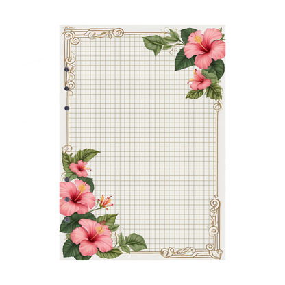 DIN A5 Ringbucheinlagen 6-fach Lochung mit Motiv | Bild Hibiskus 32