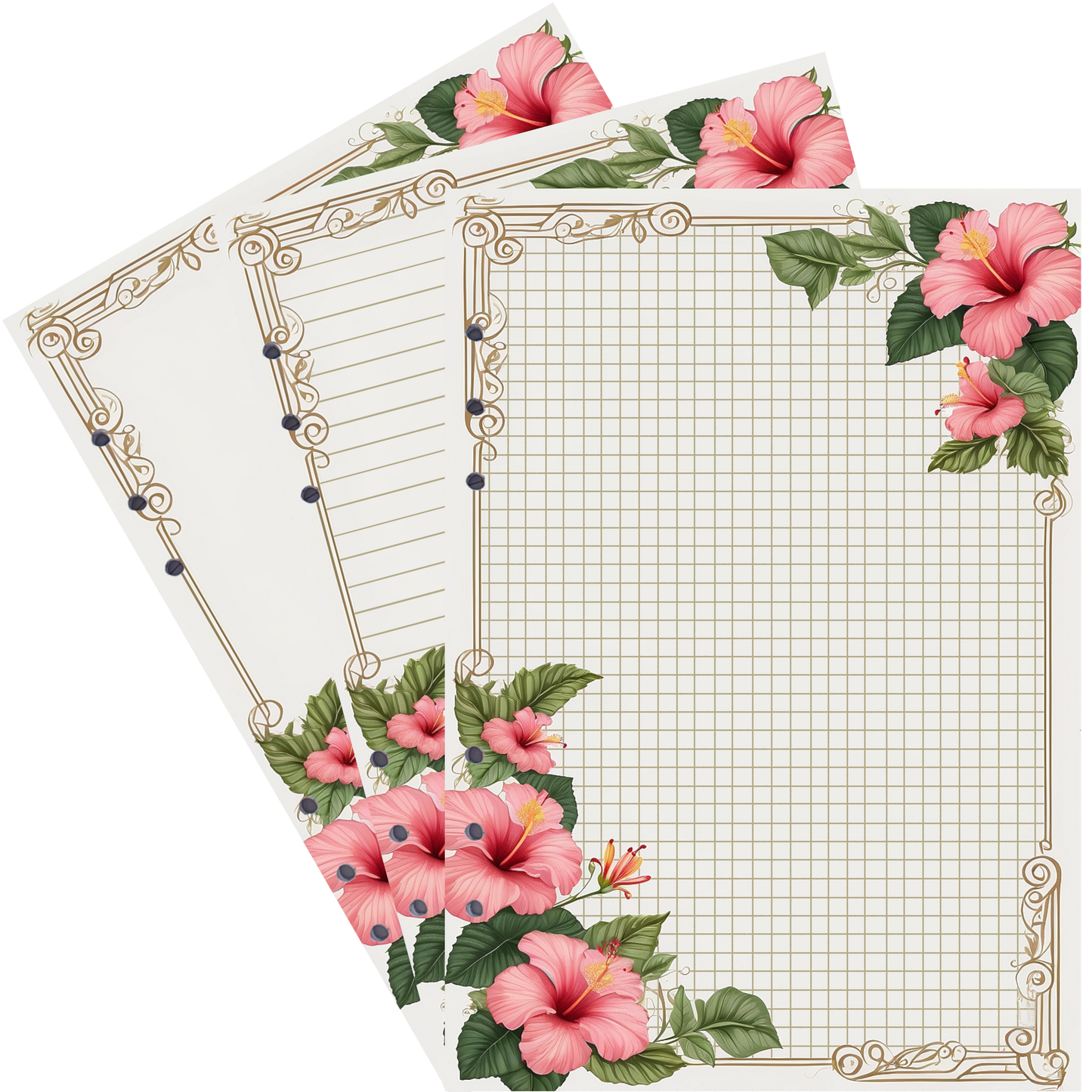 DIN A5 Ringbucheinlagen 6-fach Lochung mit Motiv | Bild Hibiskus 32