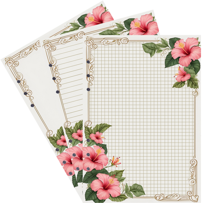 DIN A5 Ringbucheinlagen 6-fach Lochung mit Motiv | Bild Hibiskus 32