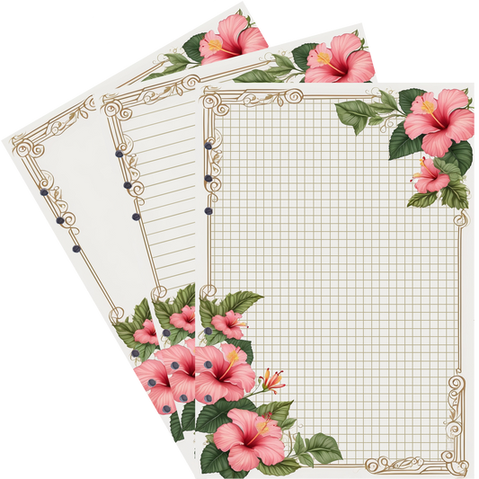 DIN A5 Ringbucheinlagen 6-fach Lochung mit Motiv | Bild Hibiskus 32