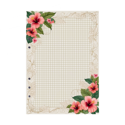 DIN A5 Ringbucheinlagen 6-fach Lochung mit Motiv | Bild Hibiskus 33