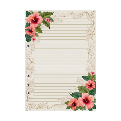 DIN A5 Ringbucheinlagen 6-fach Lochung mit Motiv | Bild Hibiskus 33