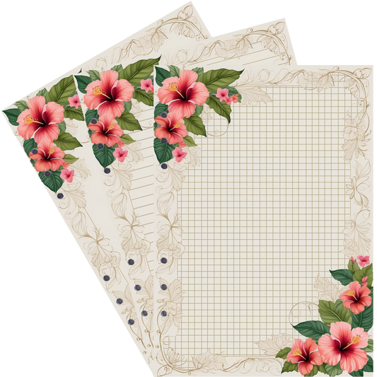 DIN A5 Ringbucheinlagen 6-fach Lochung mit Motiv | Bild Hibiskus 33