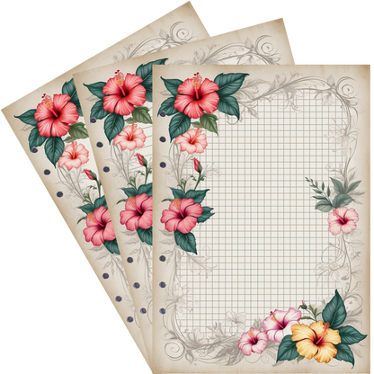 DIN A5 Ringbucheinlagen 6-fach Lochung mit Motiv | Bild Hibiskus 34