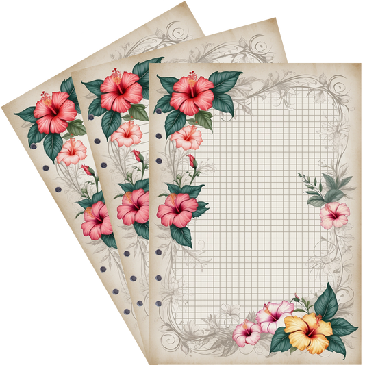 DIN A5 Ringbucheinlagen 6-fach Lochung mit Motiv | Bild Hibiskus 34