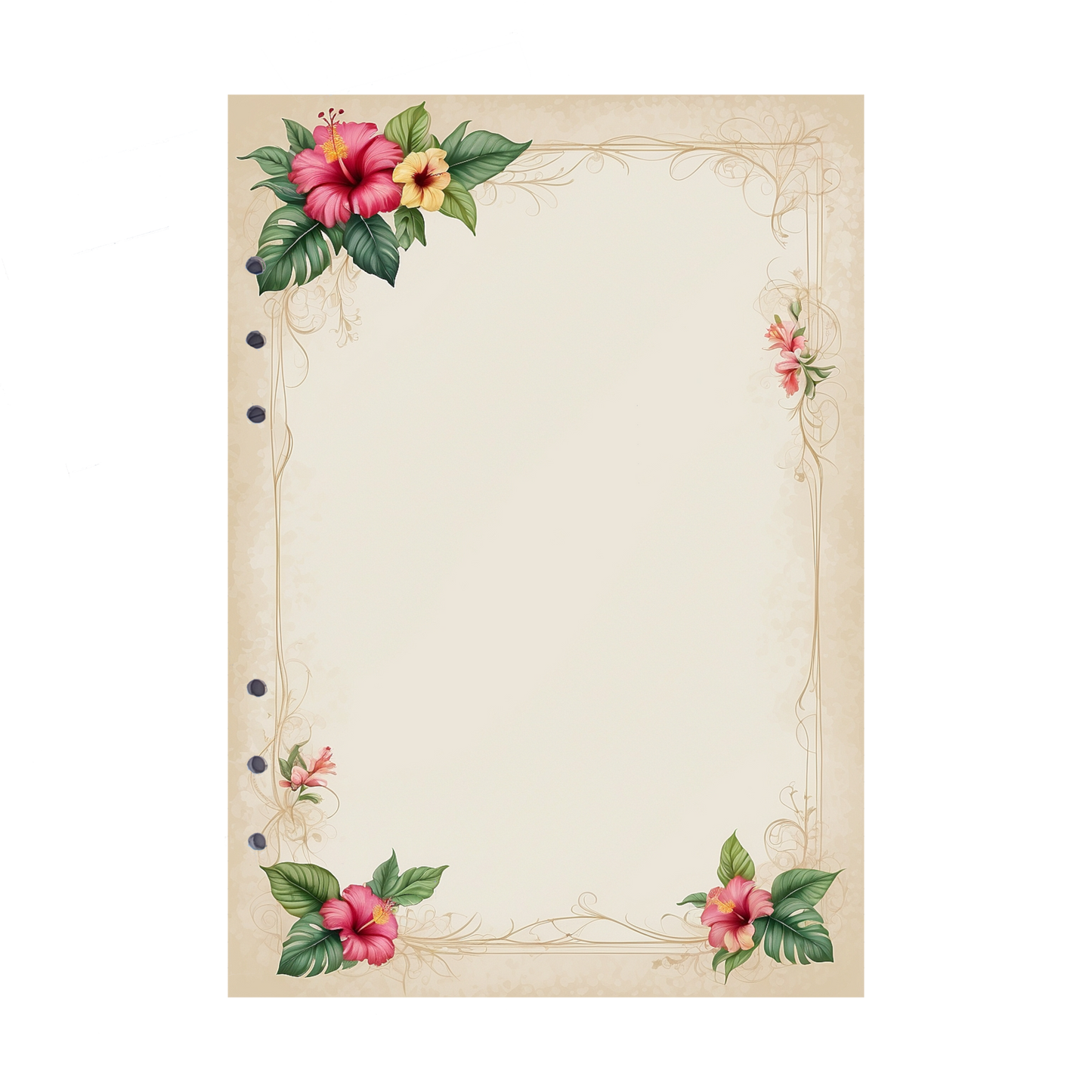 DIN A5 Ringbucheinlagen 6-fach Lochung mit Motiv | Bild Hibiskus 4