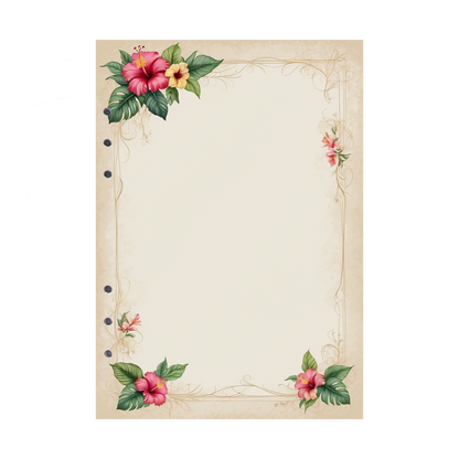 DIN A5 Ringbucheinlagen 6-fach Lochung mit Motiv | Bild Hibiskus 4