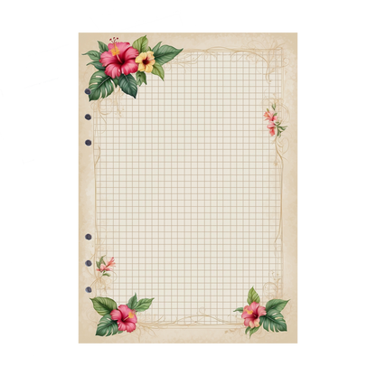DIN A5 Ringbucheinlagen 6-fach Lochung mit Motiv | Bild Hibiskus 4