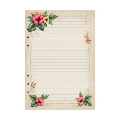 DIN A5 Ringbucheinlagen 6-fach Lochung mit Motiv | Bild Hibiskus 4
