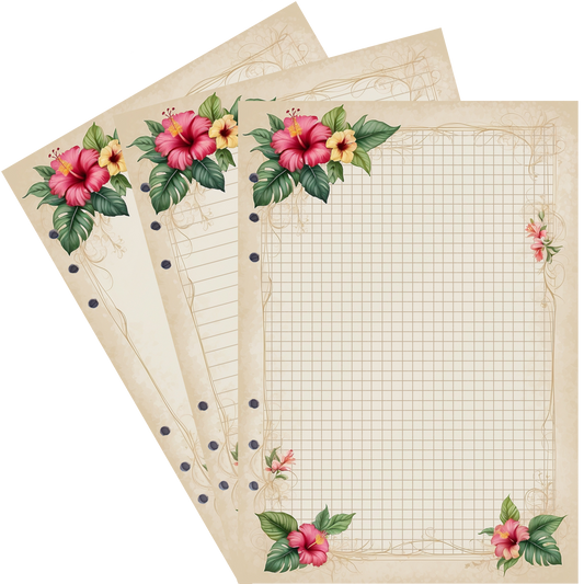 DIN A5 Ringbucheinlagen 6-fach Lochung mit Motiv | Bild Hibiskus 4