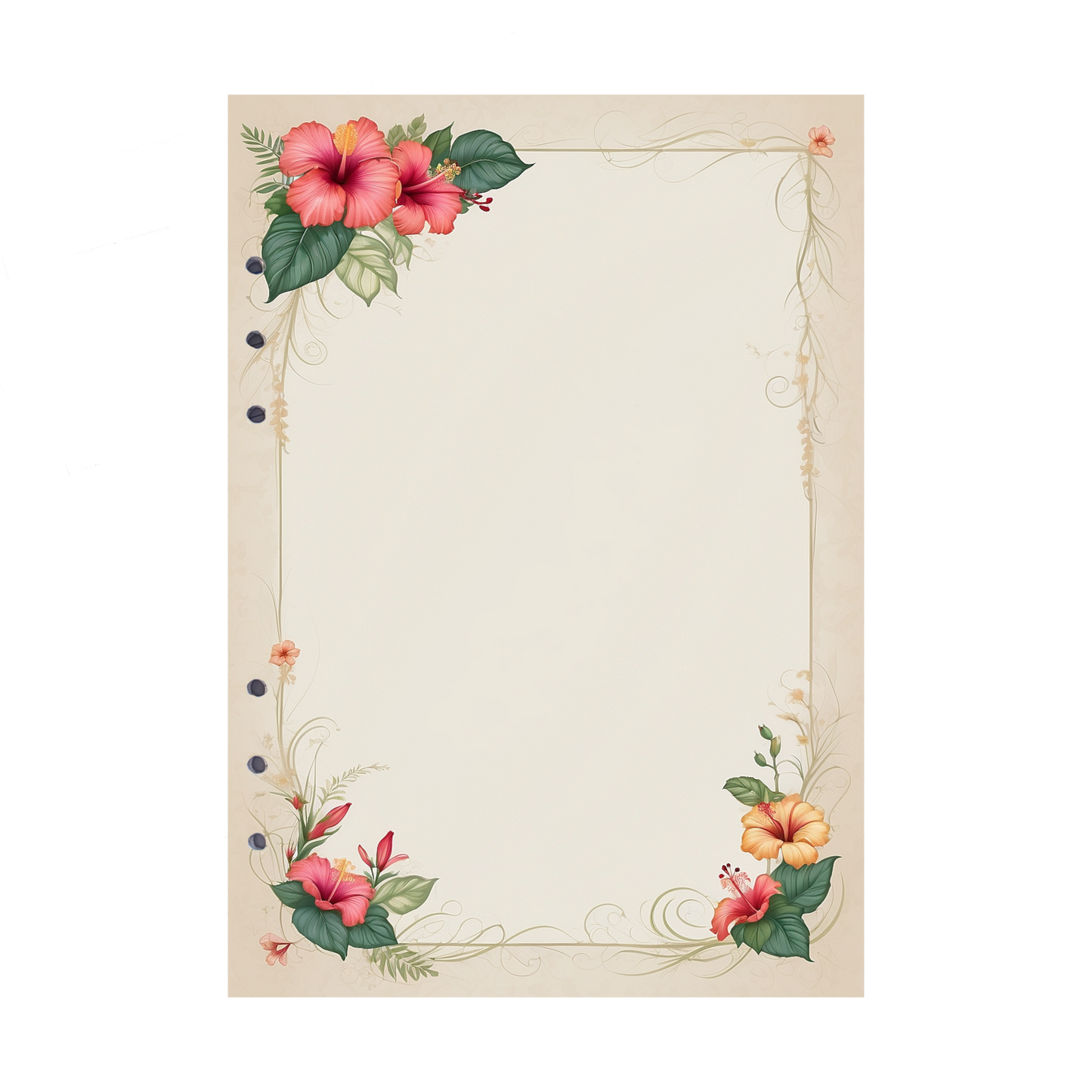 DIN A5 Ringbucheinlagen 6-fach Lochung mit Motiv | Bild Hibiskus 5