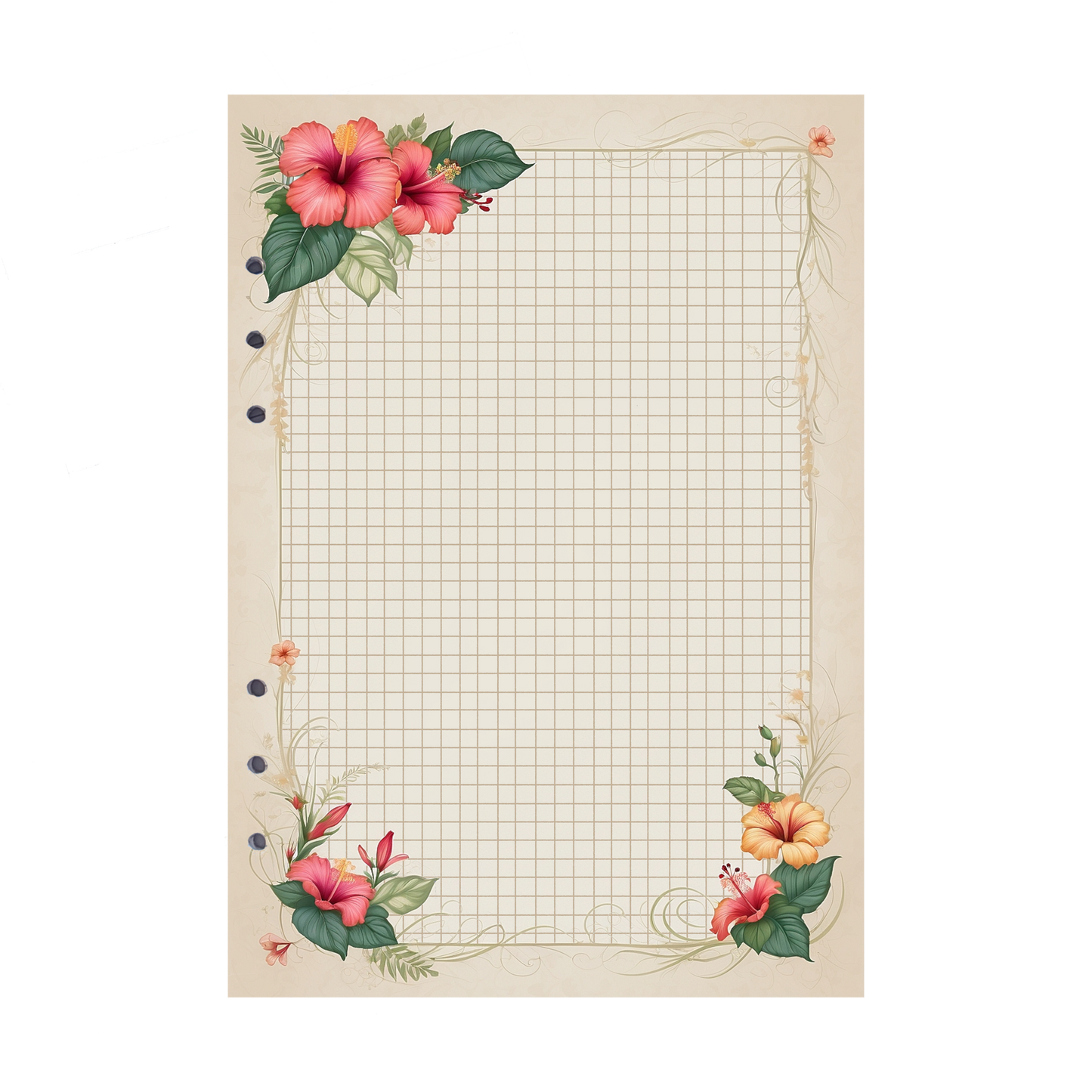 DIN A5 Ringbucheinlagen 6-fach Lochung mit Motiv | Bild Hibiskus 5