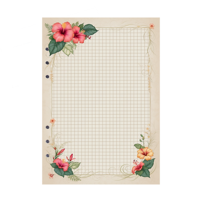 DIN A5 Ringbucheinlagen 6-fach Lochung mit Motiv | Bild Hibiskus 5