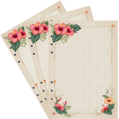 DIN A5 Ringbucheinlagen 6-fach Lochung mit Motiv | Bild Hibiskus 5