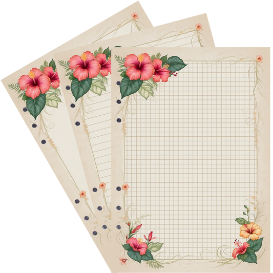 DIN A5 Ringbucheinlagen 6-fach Lochung mit Motiv | Bild Hibiskus 5