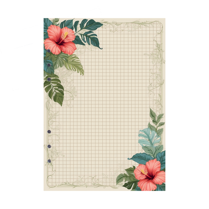 DIN A5 Ringbucheinlagen 6-fach Lochung mit Motiv | Bild Hibiskus 6