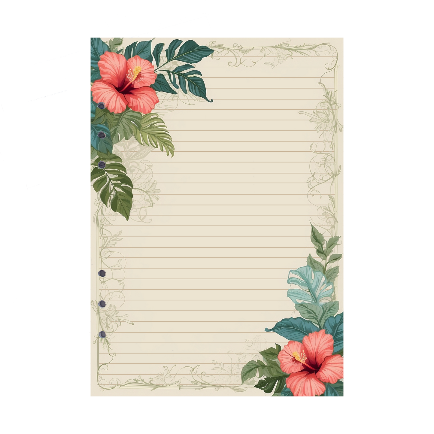 DIN A5 Ringbucheinlagen 6-fach Lochung mit Motiv | Bild Hibiskus 6
