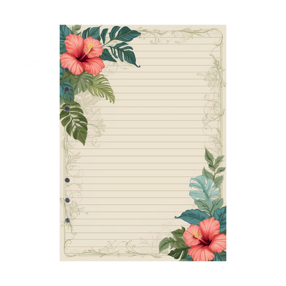 DIN A5 Ringbucheinlagen 6-fach Lochung mit Motiv | Bild Hibiskus 6