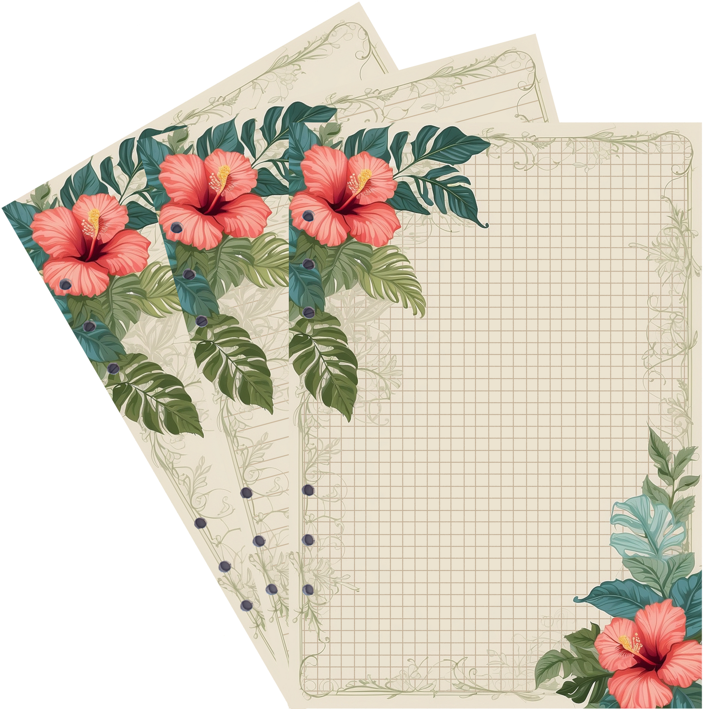 DIN A5 Ringbucheinlagen 6-fach Lochung mit Motiv | Bild Hibiskus 6
