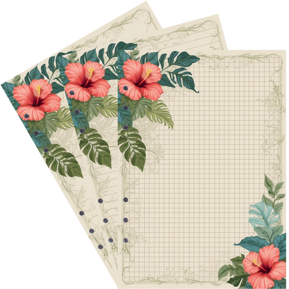 DIN A5 Ringbucheinlagen 6-fach Lochung mit Motiv | Bild Hibiskus 6