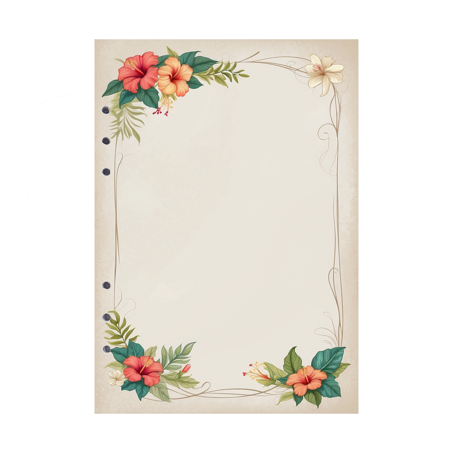 DIN A5 Ringbucheinlagen 6-fach Lochung mit Motiv | Bild Hibiskus 7