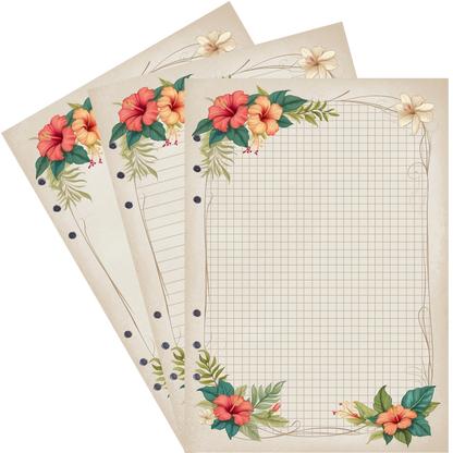 DIN A5 Ringbucheinlagen 6-fach Lochung mit Motiv | Bild Hibiskus 7