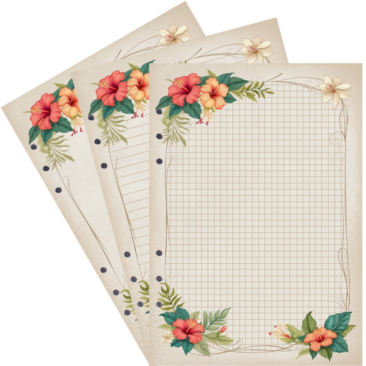 DIN A5 Ringbucheinlagen 6-fach Lochung mit Motiv | Bild Hibiskus 7