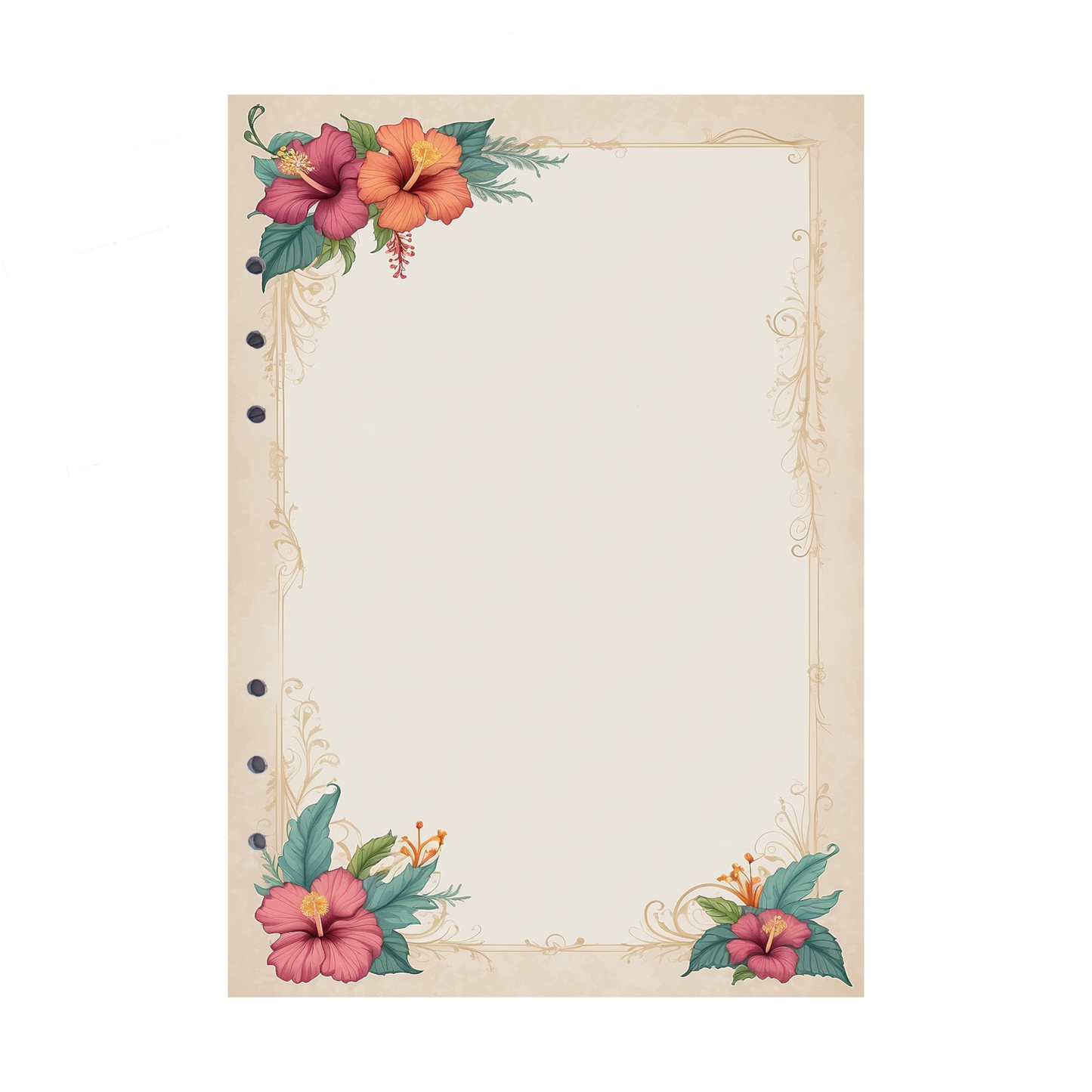 DIN A5 Ringbucheinlagen 6-fach Lochung mit Motiv | Bild Hibiskus 8