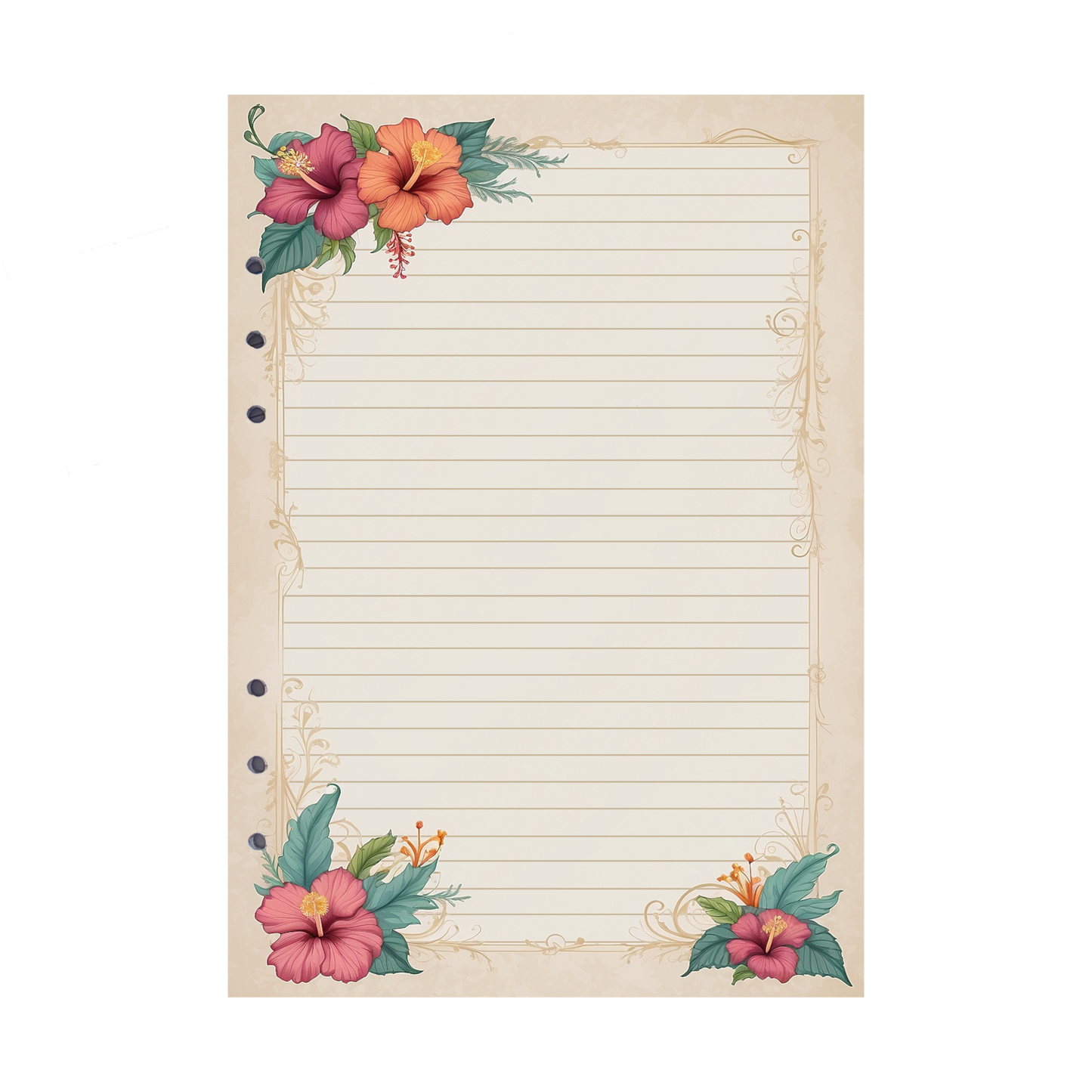 DIN A5 Ringbucheinlagen 6-fach Lochung mit Motiv | Bild Hibiskus 8