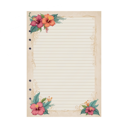 DIN A5 Ringbucheinlagen 6-fach Lochung mit Motiv | Bild Hibiskus 8