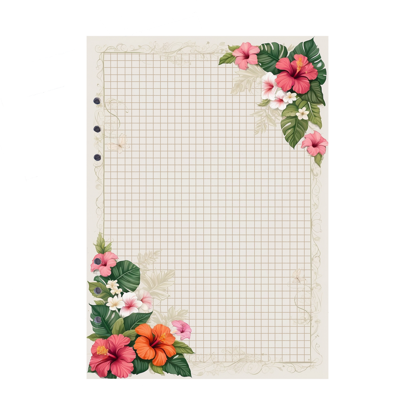 DIN A5 Ringbucheinlagen 6-fach Lochung mit Motiv | Bild Hibiskus 9