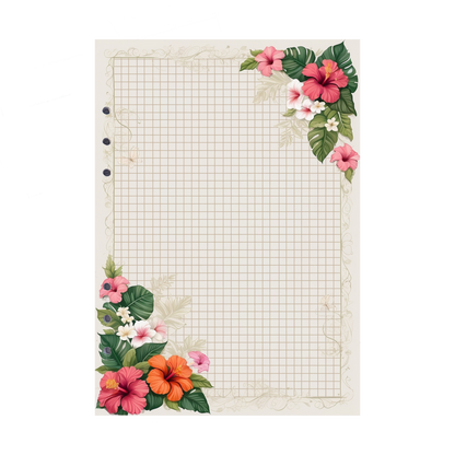 DIN A5 Ringbucheinlagen 6-fach Lochung mit Motiv | Bild Hibiskus 9