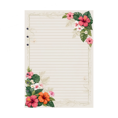 DIN A5 Ringbucheinlagen 6-fach Lochung mit Motiv | Bild Hibiskus 9
