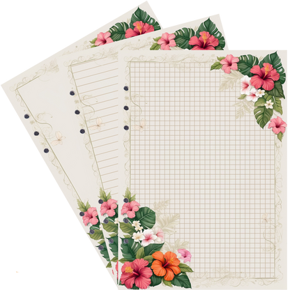 DIN A5 Ringbucheinlagen 6-fach Lochung mit Motiv | Bild Hibiskus 9