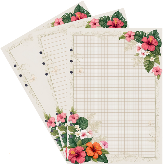 DIN A5 Ringbucheinlagen 6-fach Lochung mit Motiv | Bild Hibiskus 9